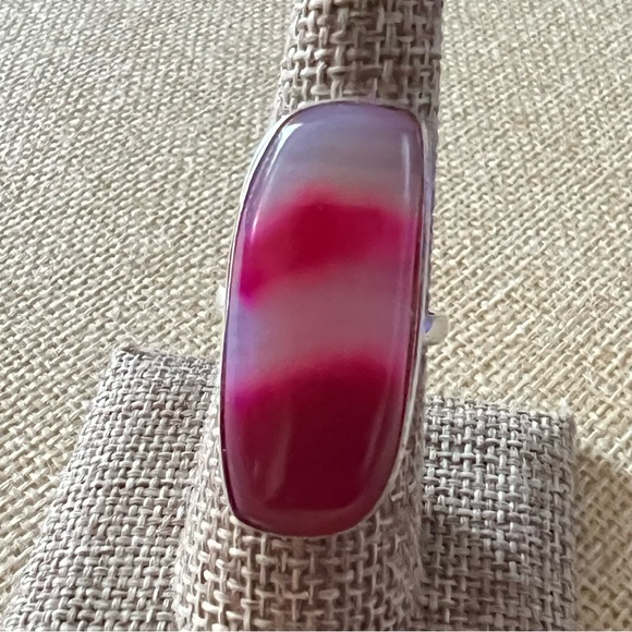 Pink Agate Ring Size 8.5+ - Picture 1 of 4